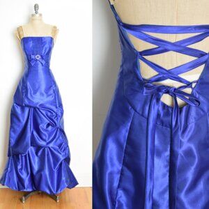 vintage Y2K prom dress Jessica McClintock satin bubble corset lace up gown 11 S